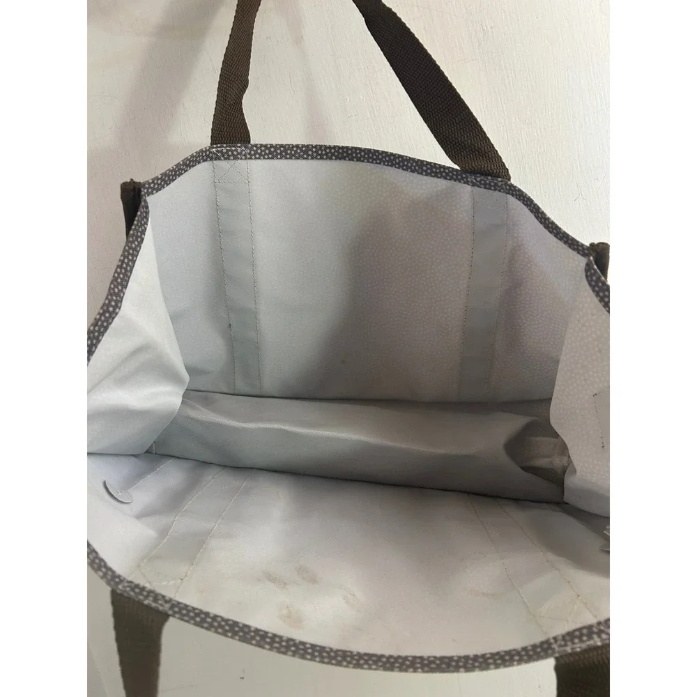 Thirty-One Utility Tote Bag Small Brown Polka Dot Multi-Pocket Organizer Women